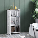 Mobile Bagno con Armadietto Chiuso 48x24x96,5 cm a 3 Livelli e 3 Ripiani Aperti in Legno Bianco    