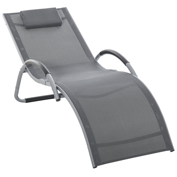 prezzo Bain de soleil de jardin 160x60x65 cm en aluminium gris