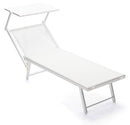 Lettino Prendisole da Giardino 183/190x61x38 cm in Alluminio e Textilene Bianco