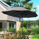 Ombrellone Doppio da Giardino 400x220x234H cm con Prese d'Aria e Manovella Nero e Grigio Scuro  
