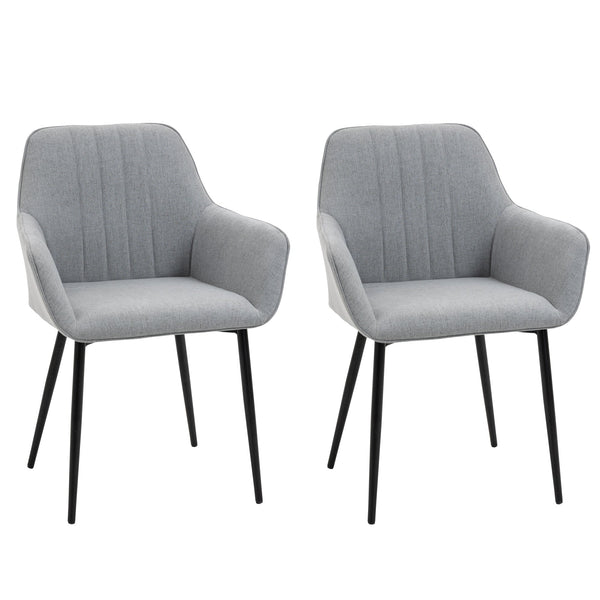 Lot de 2 Chaises Rembourrées 59,5x56,5x81 cm en Lin Gris Clair online