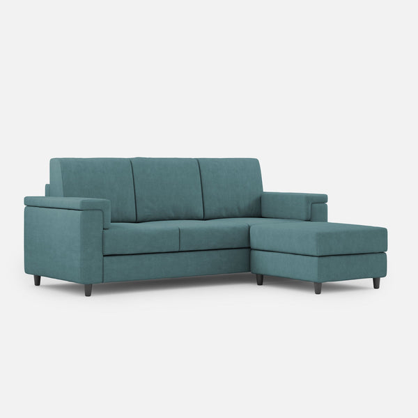 prezzo Divano 3 Posti con Pouf 208x155x85 cm Marrak in Tessuto Petrolio
