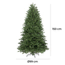 Albero di Natale Artificiale Realistico con Rami Fitti 150 cm 410 Rami Montaggio a Ombrello Verde