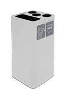Pattumiera a Bidone da 100 L 38,3x38,3x82,5 cm 3 Scomparti Tubolari e 1 Scomparto Gettacarta in Acciaio Verniciato Bianco 