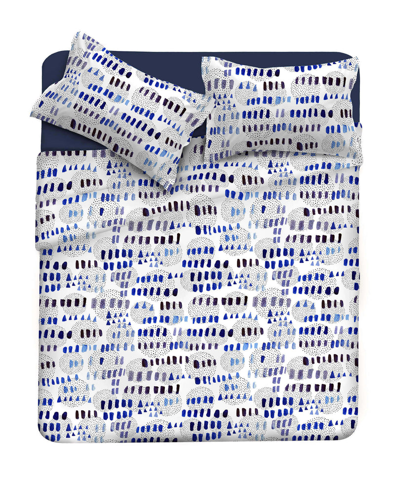 Set Lenzuola con Stampa Sopra Sotto e Federe Punti e Linee