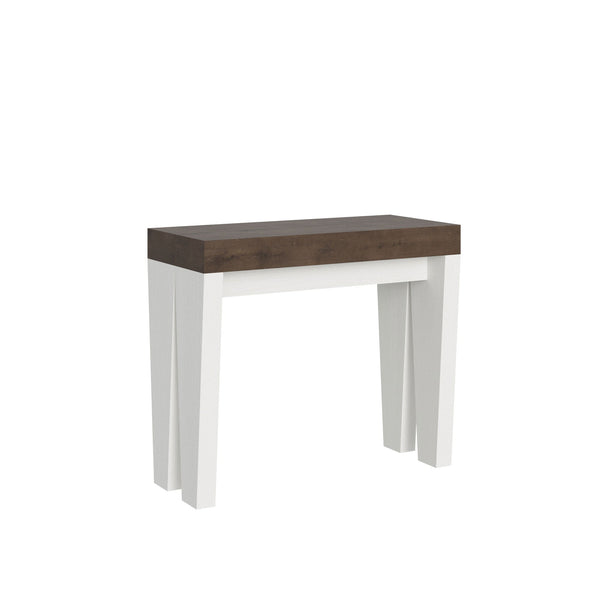 Console Extensible 90-300x40x77 cm en Mélamine Marron et Blanc sconto