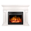 Camino Elettrico da Pavimento 102x136x33 cm Effetto Fiamma 1950W Riga & Carmen Panna