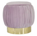 Puff Contenitore Paris Rosa Ø41x41 cm Legno Spugna e Velluto Sintetico Rosa e Oro