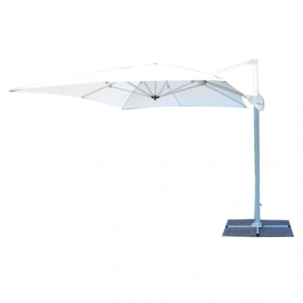 sconto Saturno Parasol de jardin décentralisé 3x4m en aluminium bleu avec toile blanche