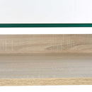 Scrivania da Ufficio Porta PC 120x60x74,5 cm in Acciaio Legno e Piano in Vetro 