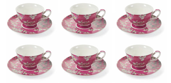 online Set de 6 Tasses à Café Ø11,5x5 cm en Porcelaine VdE Tivoli 1996 Rose Japonais