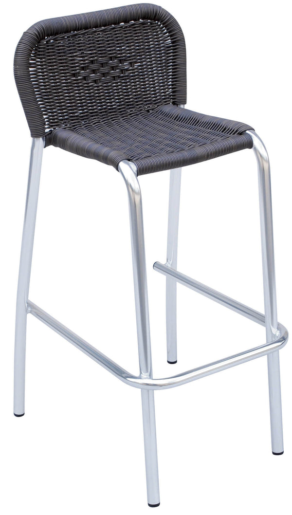 online Tabouret de bar en aluminium et osier gris Vorghini