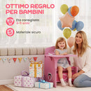 Set Tavolo e Sedia per Bambini 3-5 Anni con Motivi a Cuore Contenitore Integrato in Legno MDF Rosa      