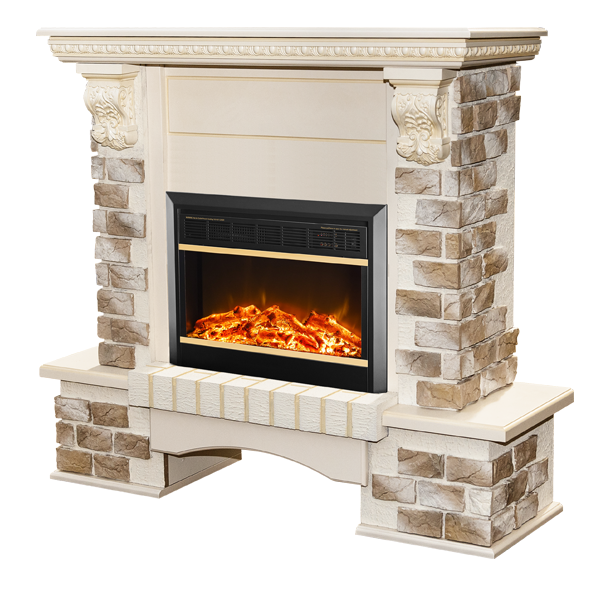 Camino Elettrico da Pavimento 109x110x33 cm Effetto Fiamma 1500W Topaz & Mars Avorio prezzo