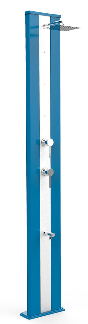 Doccia Solare da Giardino 40L Miscelatore Nebulizzatore e Lavapiedi Arkema Dada S Fascia Inox Light Blu sconto