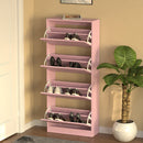 Scarpiera 4 Ante 63x24x150 cm Ripiani Doppia Profondità in MDF Rosa 