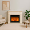 Camino Elettrico da Pavimento 114x28x102 cm Effetto Fiamma 1500W Sined Caldera XXL Bianco