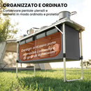 Mobile da Campeggio Pieghevole 120x47x70 cm Piano di Lavoro e Credenza in Alluminio MDF e Tessuto Oxford Argento      