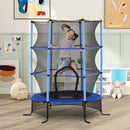 Tappeto Elastico per Bambini Ø163x190 cm con Rete di Sicurezza e Pali Imbottiti Età 3-10 Anni Blu    
