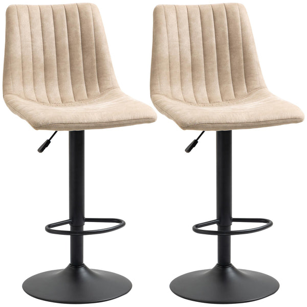prezzo Lot de 2 tabourets de bar 47,5x57,5x95-116 cm avec dossier et repose-pieds en polyester marron clair