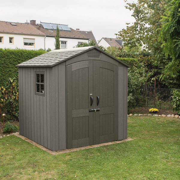 sconto Casetta Box da Giardino Porta Utensili 204x204 cm in Polietilene Grigia