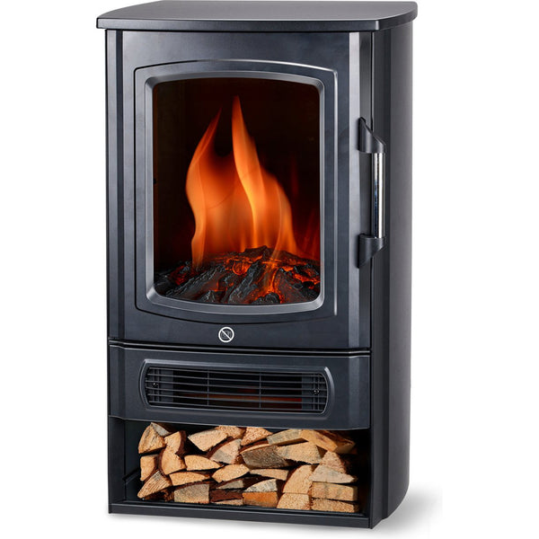 Stufa Elettrica da Pavimento 2000 W con Riscaldamento Effetto Fiamma LED e Termostato in Metallo Nero sconto