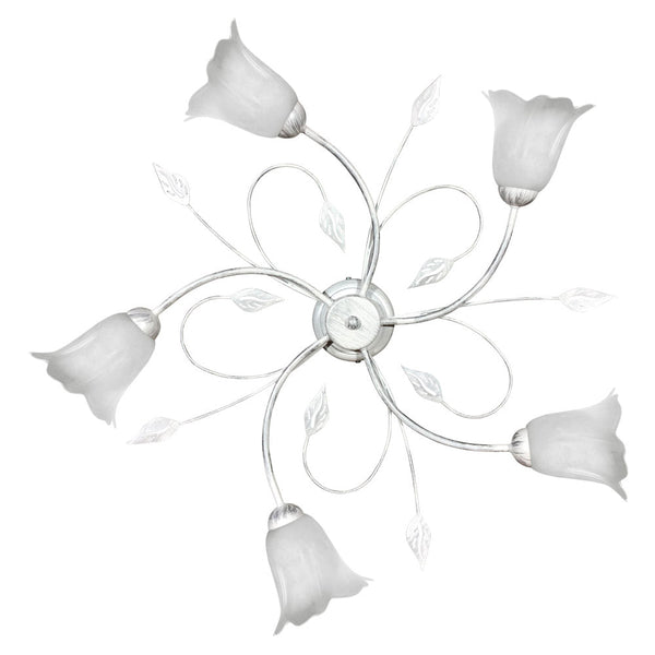 sconto Plafonnier 5xE14 M.Bi Silver Mount White Sponged Glass E-Energy Teresa