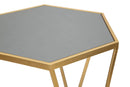 Set 2 Tavolini Esagonal Ø50 cm e Ø40 cm in Ferro e MDF Oro