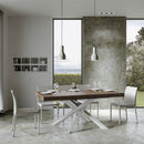 Tavolo Allungabile 180-284x90x77 cm Volantis Premium Noce Telaio Bianco 