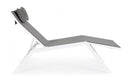 Lettino Chaise Longue da Giardino 65,5x177x105h cm con Cuscino Poggiatesta Krion Bianco 