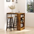 Set Bancone Bar con 2 Sgabelli Alti e Mensole Marrone Rustico