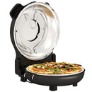 Forno per Pizza Elettrico 1200W con Finestra Trasparente Timer e Regolazione della Temperatura Nero   