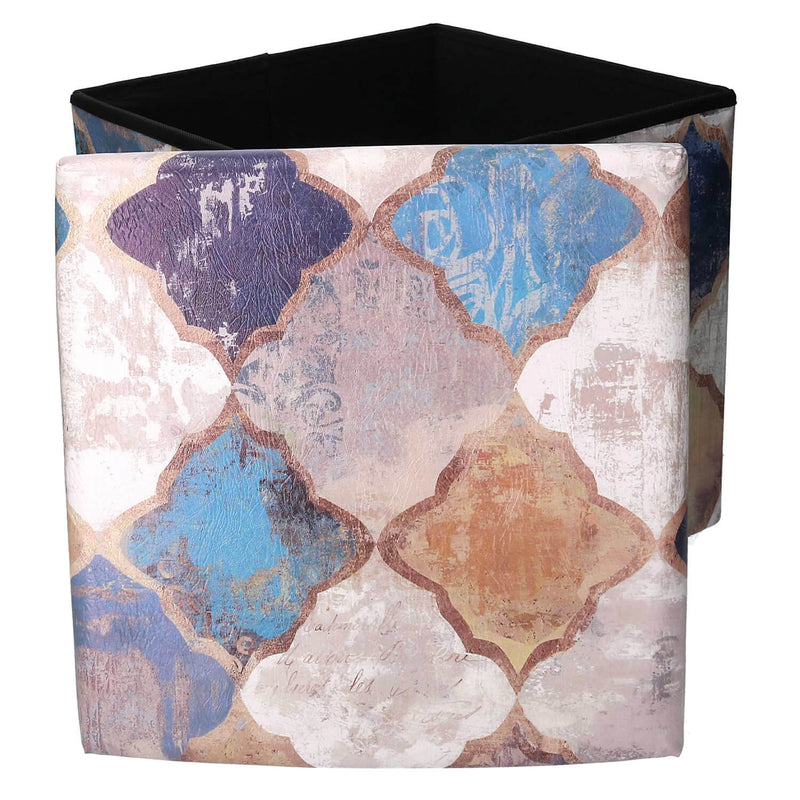 Pouff in Similpelle pieghevole blu marocco quadro cm 38x38xh38