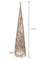 Cono Decorativo in Rattan con 35 Led H100 cm Champagne