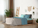 Set Lenzuola Sopra Sotto e Federe Doubleface Ottanio\/Verde Acqua