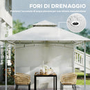 Gazebo da Giardino 3x3 m Tenda Laterale con Tasche Portaoggetti e Gancio a Soffitto in Metallo e Poliestere UPF30+ Bianco Crema      