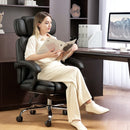 Sedia da Ufficio Presidenziale 69x72x118-126 cm con Poggiapiedi e Supporto Lombare in Pelle PU Nero  