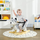 Cavallo a Dondolo per Bambini in Legno e Peluche Cane Husky Grigio