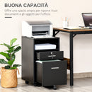 Cassettiera Portadocumenti a 4 Ruote 39x40x65 cm Cassettiera con Serratura in Truciolato Nero  