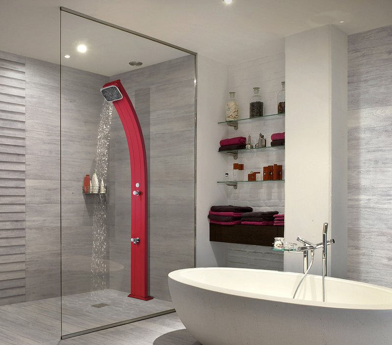 Doccia da Esterno Giardino Miscelatore e Lavapiedi Arkema Spring Fascia Inox Viola