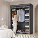 Armadio in Tessuto Salvaspazio 135x45x175 cm con Barra Appendiabiti e 11 Ripiani Struttura in Acciaio Grigio      