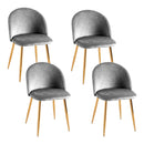 Set 4 Sedie Imbottite 38x43x74 cm in Vellluto Velvet Grigio e Oro