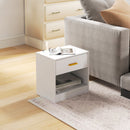 Set 2 Comodini con Cassetto e Ripiano a Giorno in Legno 39x28x41 cm Bianco  