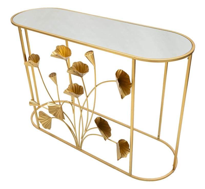 Console Fissa Flow 120x80x40 cm in Ferro e MDF Oro