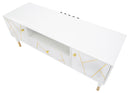 Porta Tv Luxy 140x50x55 cm in Legno e MDF e in Ferro Bianco e Oro