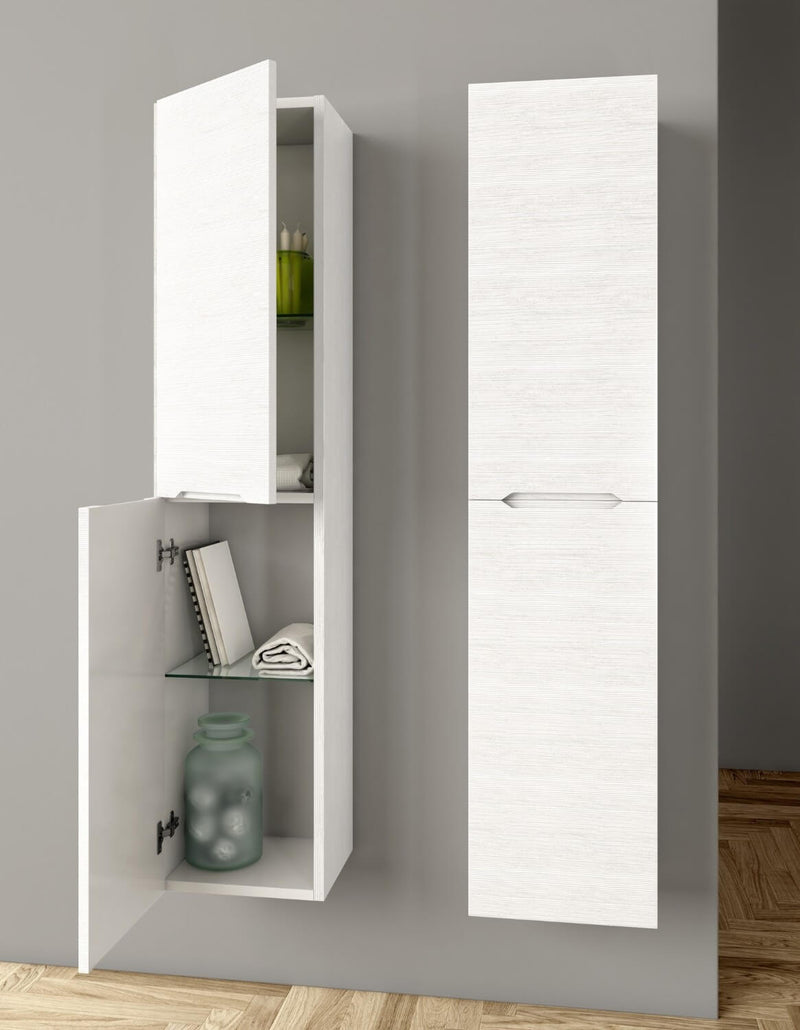 Mobile da Bagno a Colonna 2 Ante in Mdf 35x30x160cm TFT Swing Sinistro Bianco