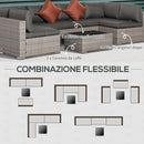 Set Salotto da Giardino Divano 2 Poltrone e Tavolino in Rattan Polietilene Grigio