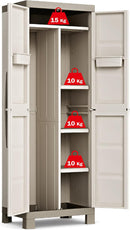 Armadio Portascope da Esterno 4 Ripiani 65x45x182H cm in Plastica Keter Excellence Beige/Tortora