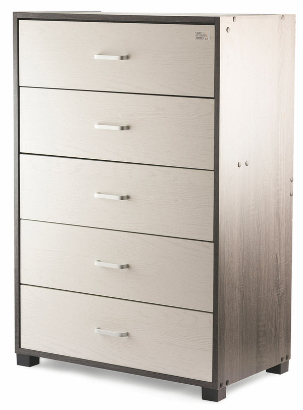 prezzo Commode 5 Tiroirs 68x40x101 cm en MDF Soriani Gris Foncé et Blanc