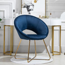 Poltroncina Imbottita in Velluto e Metallo Blu